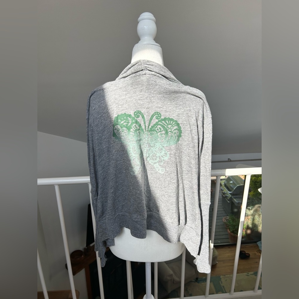 Vintage Anna Sui Designer Butterfly Gray Cardigan Petite Small Cottage Blend